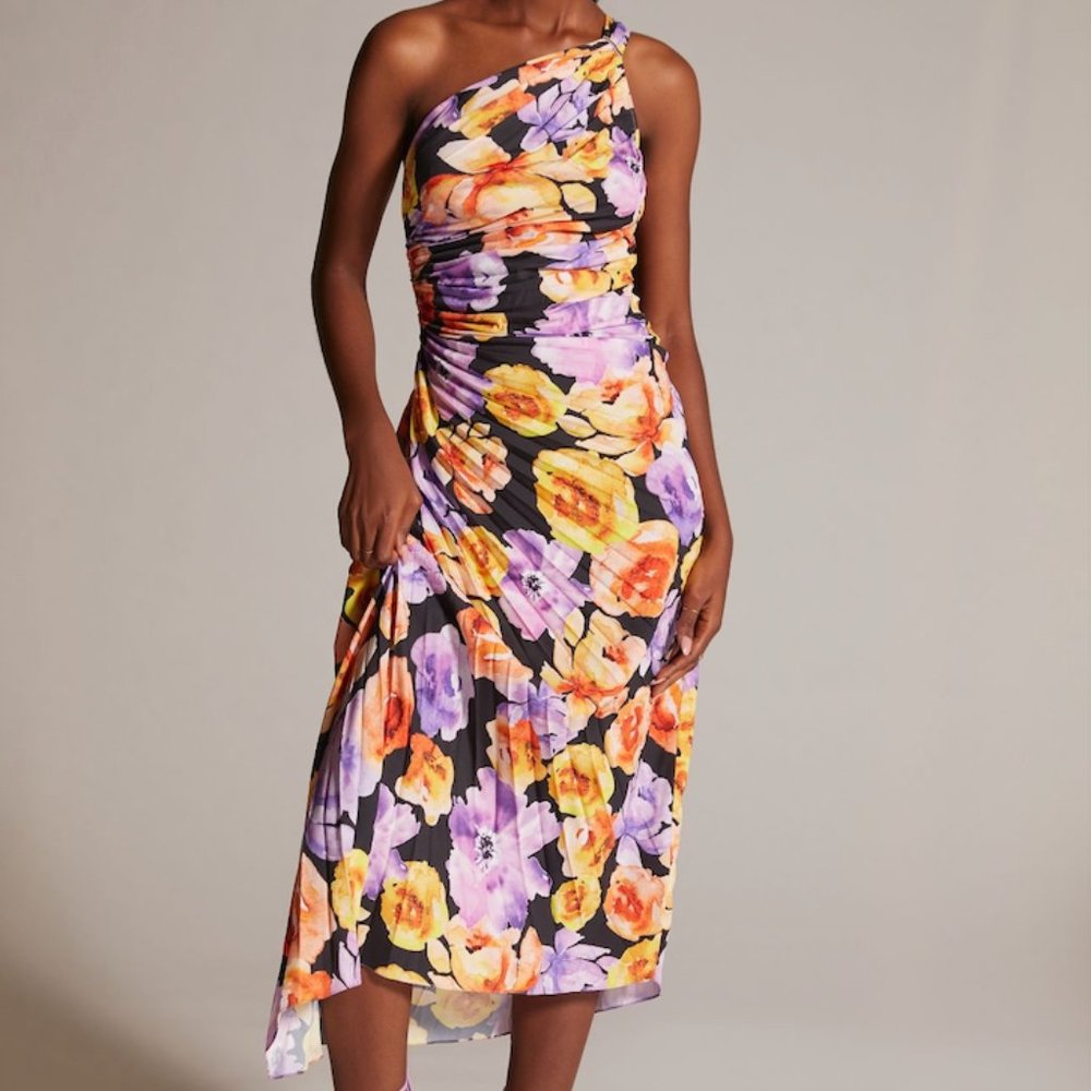 Anthropologie Floral Dress - Yellow, Orange, Purple & Black